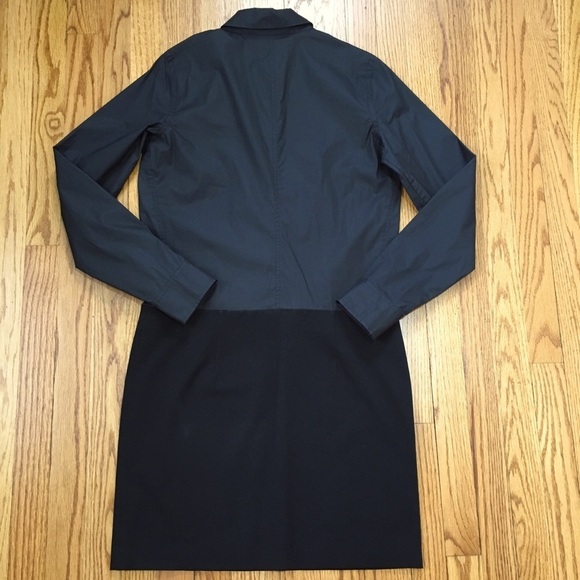 Theory black colorblock half button down long sleeve career shirt dress size 10 - Picture 14 of 16